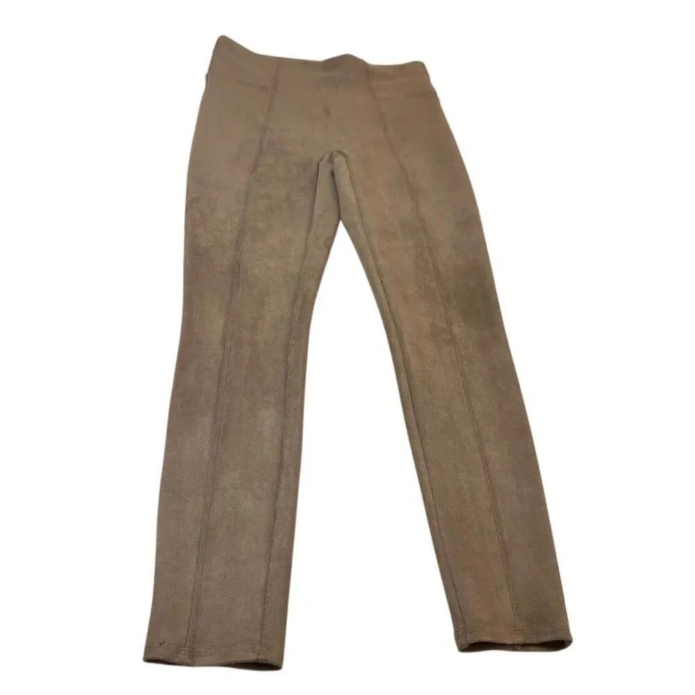 Spanx Women's High-Waisted Faux Suede Pull-on Leggings Tan Medium NWOT